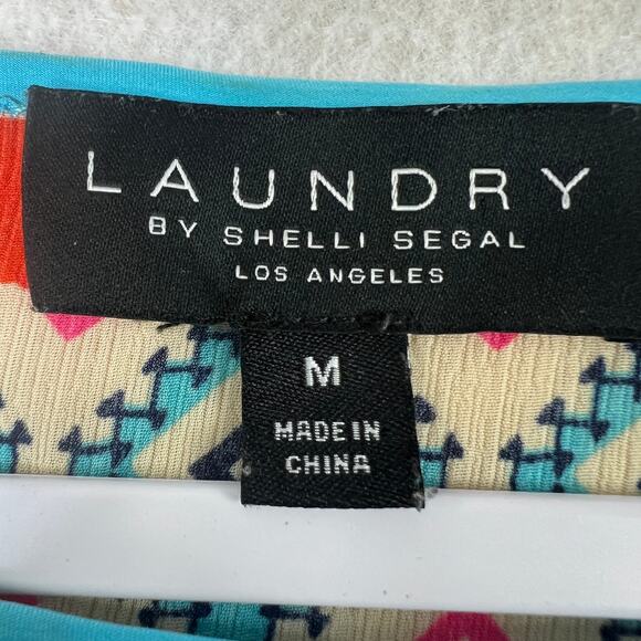 Laundry by Shelli Segal Women’s Boho Poncho Top M Multicolor Tribal Print Flowy - Picture 2 of 9